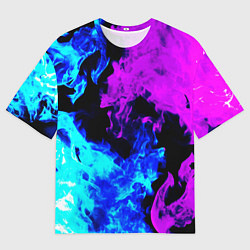 Футболка оверсайз мужская Битва неонового огня, цвет: 3D-принт