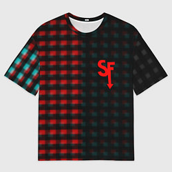 Мужская футболка оверсайз Sally face текстура глитч