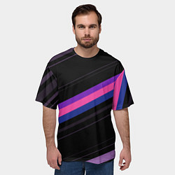 Футболка оверсайз мужская Неоновые полосы, цвет: 3D-принт — фото 2