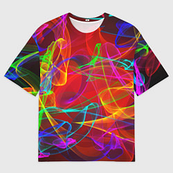 Футболка оверсайз мужская Неоновые волны дыма, цвет: 3D-принт