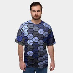 Футболка оверсайз мужская Серо синие соты, цвет: 3D-принт — фото 2