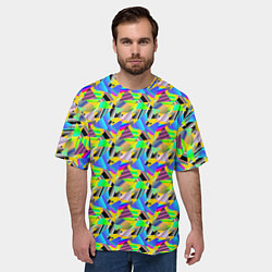 Футболка оверсайз мужская Треугольники голографический эффект - паттерн, цвет: 3D-принт — фото 2