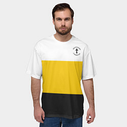 Футболка оверсайз мужская Мы русские с нами Бог Крест на узорном флаге, цвет: 3D-принт — фото 2