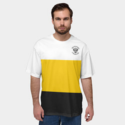 Футболка оверсайз мужская Мы русские с нами Бог Герб на узорном флаге, цвет: 3D-принт — фото 2