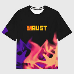 Футболка оверсайз мужская RUST neon fire, цвет: 3D-принт
