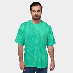 Футболка оверсайз мужская Мятный зелёный однотонный геометричный, цвет: 3D-принт — фото 2