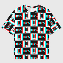 Футболка оверсайз мужская BTS glitch pattern, цвет: 3D-принт