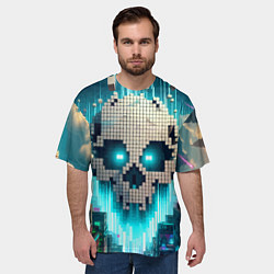 Футболка оверсайз мужская Minecraft skull - ai art fantasy, цвет: 3D-принт — фото 2