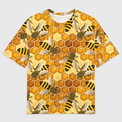 Футболка оверсайз мужская Пчелиный цветной паттерн, цвет: 3D-принт