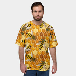 Футболка оверсайз мужская Пчелиный цветной паттерн, цвет: 3D-принт — фото 2