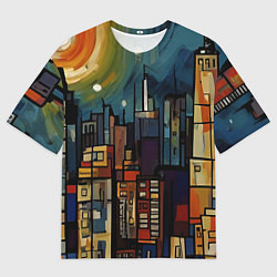 Футболка оверсайз мужская Ночной город в стиле Пикассо, цвет: 3D-принт