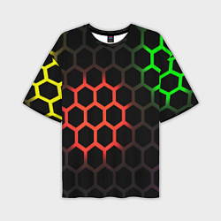 Мужская футболка оверсайз Hexagon neon