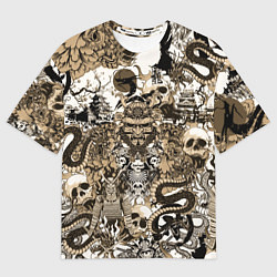 Футболка оверсайз мужская Дракон и самураи в японском стиле, цвет: 3D-принт