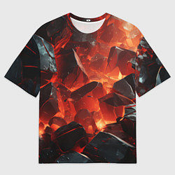 Футболка оверсайз мужская Текстура черных камней, цвет: 3D-принт