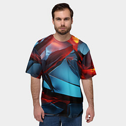 Футболка оверсайз мужская Камни в красном освещении, цвет: 3D-принт — фото 2