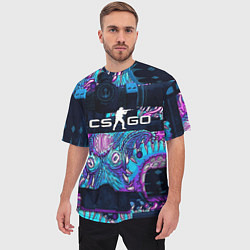 Футболка оверсайз мужская CS GO neon blob, цвет: 3D-принт — фото 2
