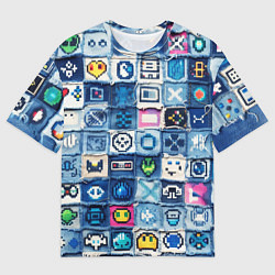 Футболка оверсайз мужская Пиксельный пэчворк, цвет: 3D-принт