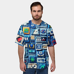 Футболка оверсайз мужская Пэчворк с геймерскими знаками, цвет: 3D-принт — фото 2