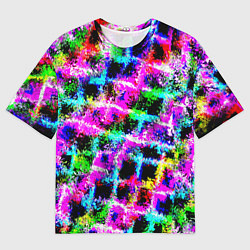 Футболка оверсайз мужская Абстрактная решетка - переплетение цветов, цвет: 3D-принт