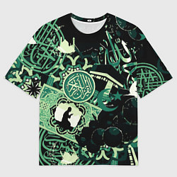 Футболка оверсайз мужская Полумесяц и мусульманские узоры, цвет: 3D-принт