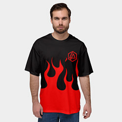 Футболка оверсайз мужская Linkin park logo fire, цвет: 3D-принт — фото 2
