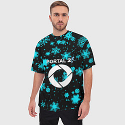 Футболка оверсайз мужская Portal winter, цвет: 3D-принт — фото 2