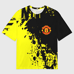 Футболка оверсайз мужская Манчестер Юнайтед краски, цвет: 3D-принт