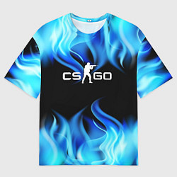 Футболка оверсайз мужская CGGO blue flame, цвет: 3D-принт