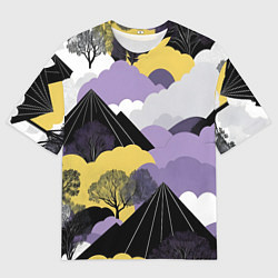 Футболка оверсайз мужская Япония горы, цвет: 3D-принт
