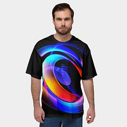 Футболка оверсайз мужская Оптические иллюзии волны, цвет: 3D-принт — фото 2