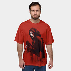 Футболка оверсайз мужская Призрачное лицо с ножом, цвет: 3D-принт — фото 2