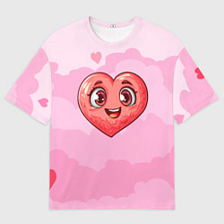 Футболка оверсайз мужская Милое красное сердечко, цвет: 3D-принт