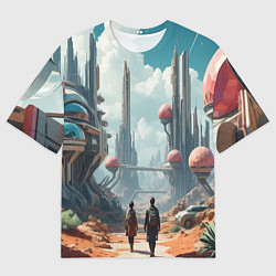 Футболка оверсайз мужская Планета фантастика, цвет: 3D-принт