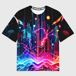 Футболка оверсайз мужская Neon fantasy - ai art, цвет: 3D-принт