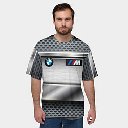 Футболка оверсайз мужская BMW metal texture, цвет: 3D-принт — фото 2