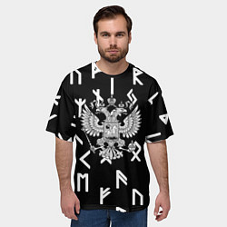Футболка оверсайз мужская Славянские руны герб РФ, цвет: 3D-принт — фото 2