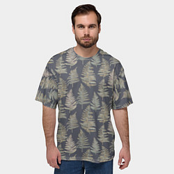 Футболка оверсайз мужская Паттерн из листьев папоротника, цвет: 3D-принт — фото 2