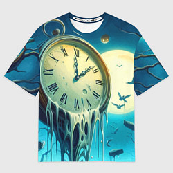Футболка оверсайз мужская Часы в сказочном лесу под луной - фантазия, цвет: 3D-принт