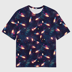 Футболка оверсайз мужская Паттерн новогодняя гирлянда, цвет: 3D-принт