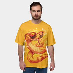 Футболка оверсайз мужская Крутая желтая змея в очках, цвет: 3D-принт — фото 2