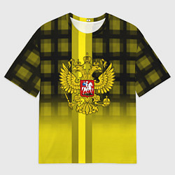Футболка оверсайз мужская Герб РФ лого текстура, цвет: 3D-принт