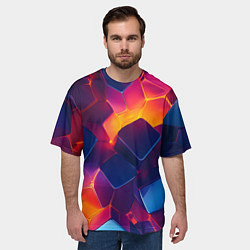 Футболка оверсайз мужская Неоновая геометрическая текстура, цвет: 3D-принт — фото 2