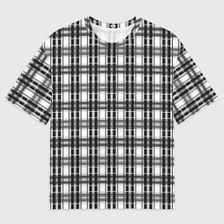 Футболка оверсайз мужская Черно-белая шотландка клетчатый узор, цвет: 3D-принт