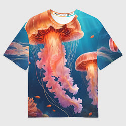 Футболка оверсайз мужская Подводный мир медузы, цвет: 3D-принт