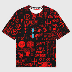 Футболка оверсайз мужская Twenty one pilots pattern rock steel, цвет: 3D-принт