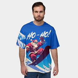Футболка оверсайз мужская Дед Мороз на сноуборде, цвет: 3D-принт — фото 2