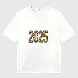 Футболка оверсайз мужская Цифры 2025 из разноцветных цветов, цвет: 3D-принт