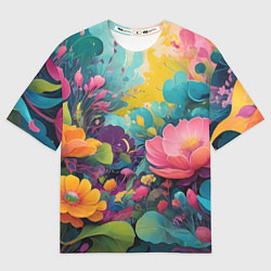 Футболка оверсайз мужская Лето красочные цветы, цвет: 3D-принт