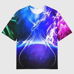 Футболка оверсайз мужская Неоновый шторм текстура, цвет: 3D-принт