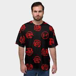Футболка оверсайз мужская Twenty one pilots rose pattern, цвет: 3D-принт — фото 2